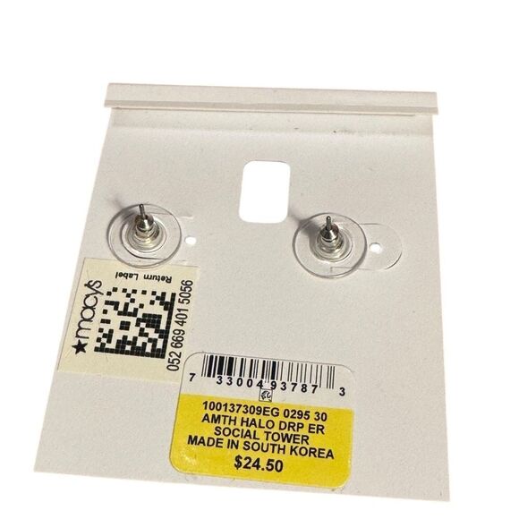 Charter Club Purple and Silver Teardrop Earrings - Picture 3 of 3